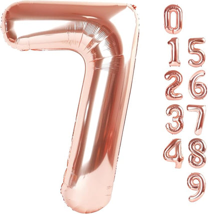 Number 7 Balloons 40 Inch for 7 17 Birthday Party Decorations, Rose Gold | by Mluchee