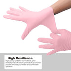 Disposable Gloves Medium, Nitrile and Vinyl Blend Material Gloves, Latex Free, 4 Mil 200 Pc Food Grade Glove for Cleaning, Food Prep, Hair Dye, Tattoo, Pink