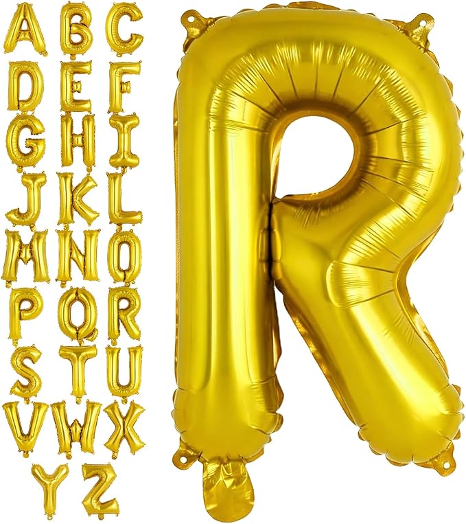 Gold Letter R Balloons, 40 Inch Large Foil Letter Balloons, Custom Phrase by YOTHORN