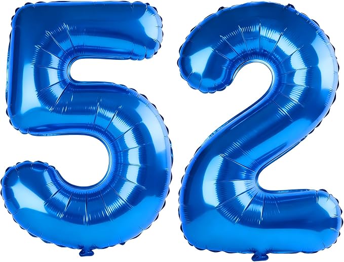40 Inch Number 52 Balloons for 52nd Birthday Party Decorations, 0-100 Dark Blue by FOBELEC