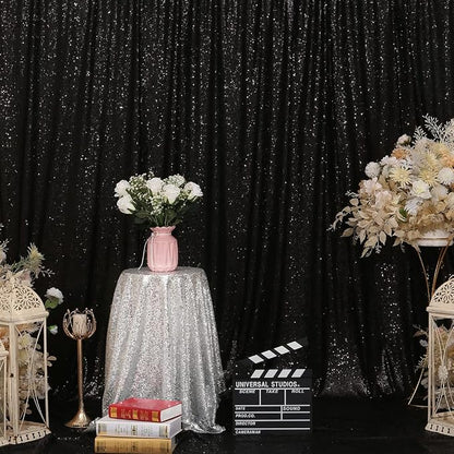 Poise3EHome 8FT x 8FT Black Sequin Backdrop Curtain Photography - Image 2