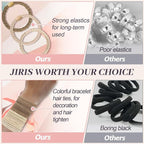 JIIRS 20PCS Boho Hair Ties,Elastic Bracelets,Elastic Hair Ties, Hair Bands For Ponytails,Ponytail Holder for Thick or Thin Hair,Boho Hair Bracelets No-Damage For Daily Life, Sport, Working(Set4)