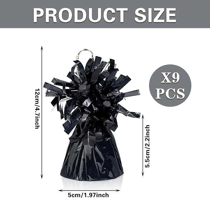 9 PCS Metallic Wrapped Balloon Weights Black Heavy Balloon Weight - Image 2