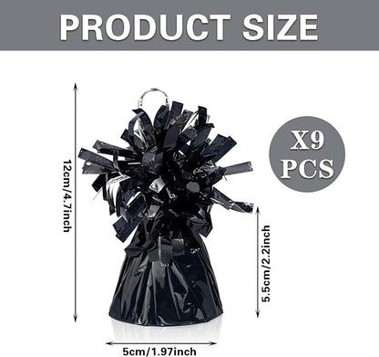 9 PCS Metallic Wrapped Balloon Weights Black Heavy Balloon Weight - Image 2
