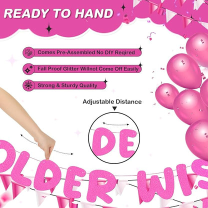 Fulmoon Set of 3 Pre Strung Older Wiser Hotter Glitter Banner Funny Birthday - Image 2
