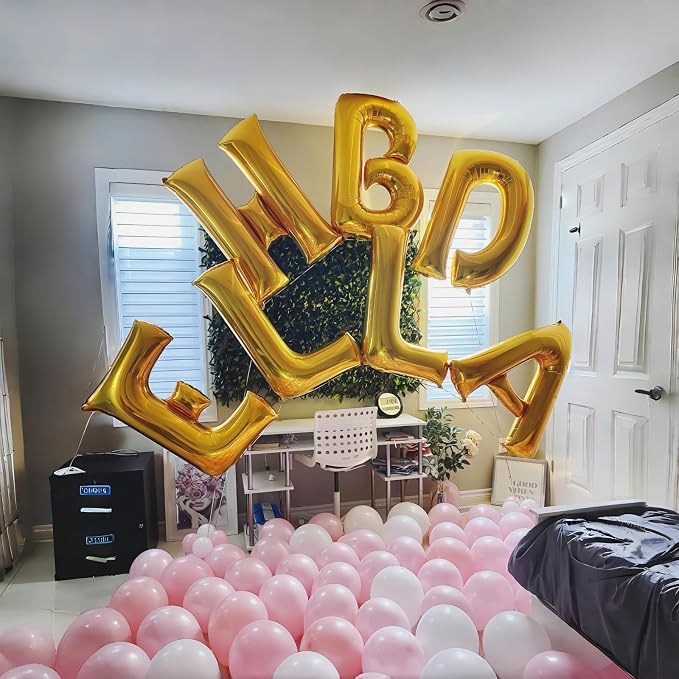 Custom Letters Balloon Gold, Large Helium Alphabet Name Balloon D Decor - Image 6
