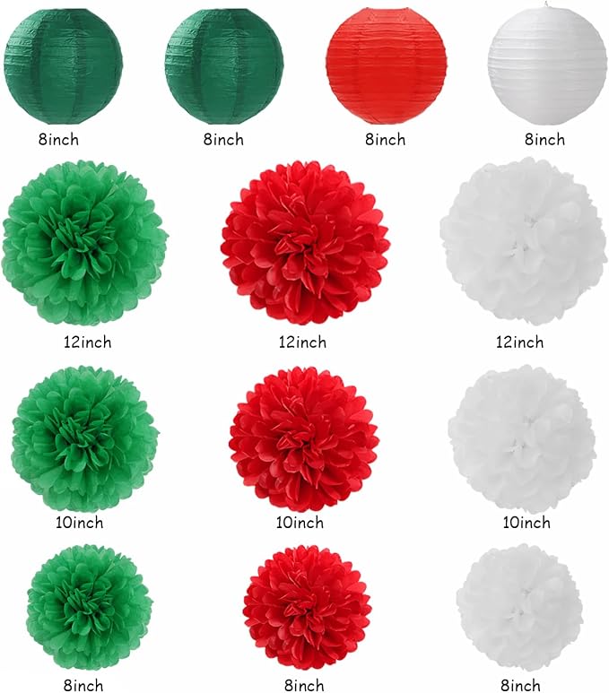 Red Green-White Christmas Party Decorations - Image 3