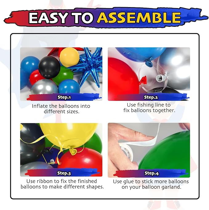 137pcs Red Blue Yellow Green Black Balloon Arch Garland Kit - Image 3