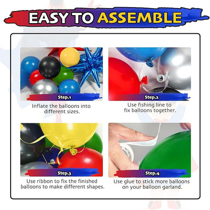 137pcs Red Blue Yellow Green Black Balloon Arch Garland Kit - Image 3