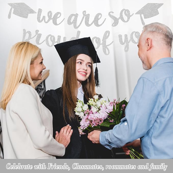 2026 Graduation Decorations Pre-Strung Blingbling We Are So Proud of You Banner - Image 4