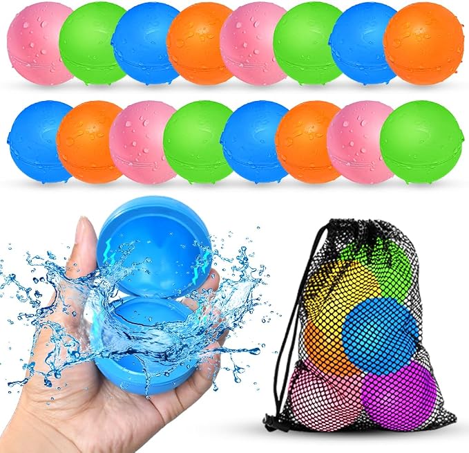 16Pcs Reusable Water Balloons for Kids, Pool Beach Water Toys for Boys and Girls by WhereFunMeetsGrowth