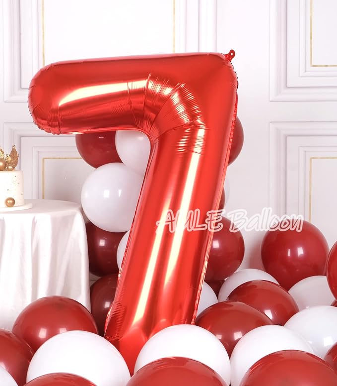 AULE 40 Inch Red 7 Balloon Number Foil 0-9 Birthday Big Numbers | Birthday - Image 4