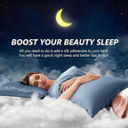 Silk Pillow Cases 2 Pack King Size Mulberry Silk Pillowcase Set of 2 for Hair & Skin 36 x 20 Inches 22 Momme Both Sided Grade 6A Silk Soft Breathable Cooling with Hidden Zipper, Grey Blue
