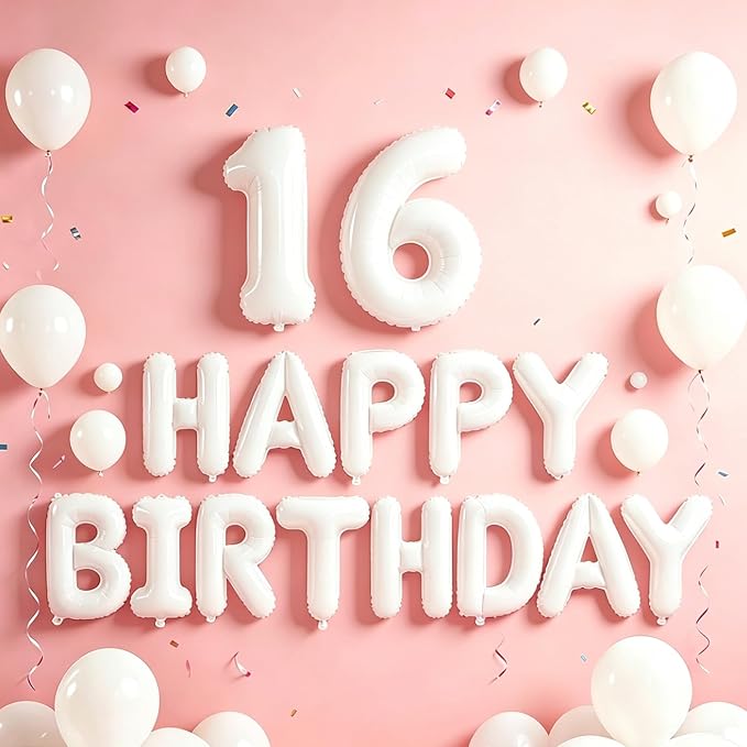 2 Set 20 Pcs Number Balloons 16 Inch White 0-9 Number Mylar Foil Balloons White - Image 5