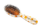 Rock & Ruddle Natural Mixed Boar Bristle Hair Brush for Women and Kids (Small/Travel Size, 17.5cm) - Perfect for Wet or Dry Hair, Detangling Smoothing Blowdrying - Made in UK - Dizzy Daises