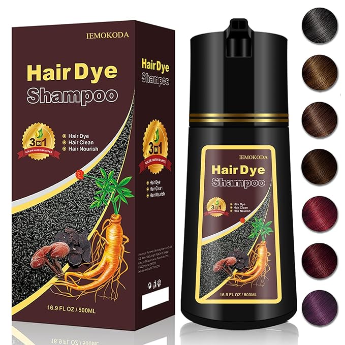 Coffee Hair Dye Shampoo 3-in-1, Magic Hair Color - 100% Gray Coverage, Natural Bubble Plant for Women Men, Brown Colors in Minutes, Champu Para Canas
