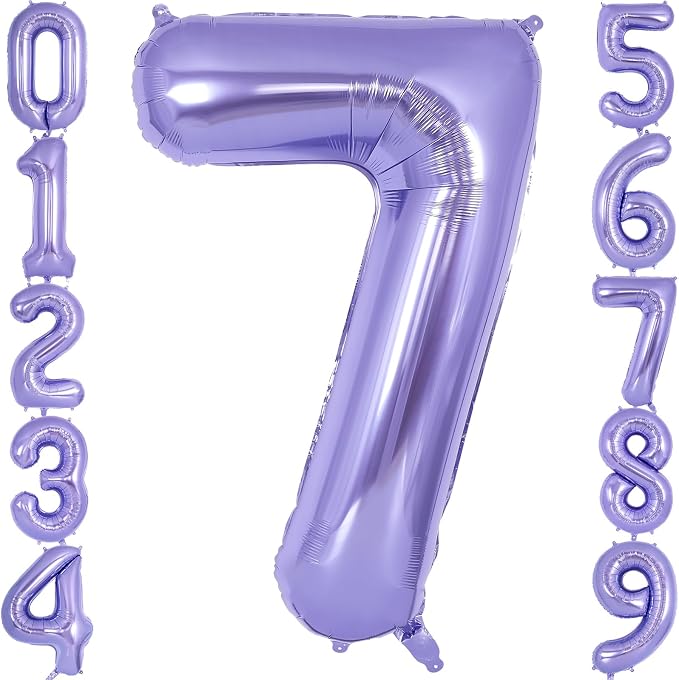 Purple Number 7 Balloon 40 Inch, Big Large Foil Helium Number Balloons by AIQINHU