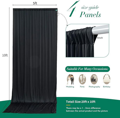 20 ft x 10 ft Wrinkle Free Black Backdrop Curtain - Image 5
