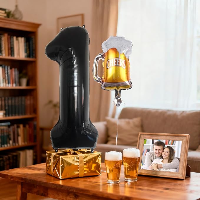 40 Inch Black Giant Number Balloon And Mini Beer Balloon Foil Polyester Film - Image 4