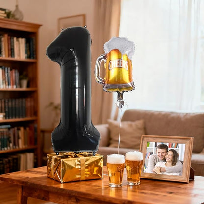 40 Inch Black Giant Number Balloon And Mini Beer Balloon Foil Polyester Film - Image 4