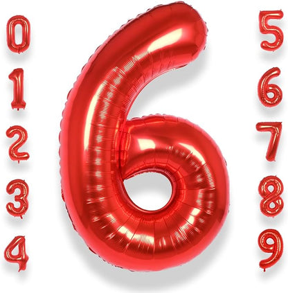 AULE 40 Inch Red 6 Balloon Number Foil 0-9 Birthday Big Numbers | Birthday by AULE
