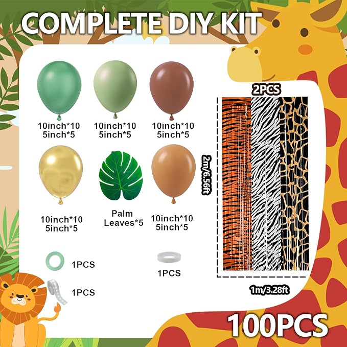 Jungle Safari Balloon Arch Garland Kit Birthday Party Decorations | Animal - Image 2