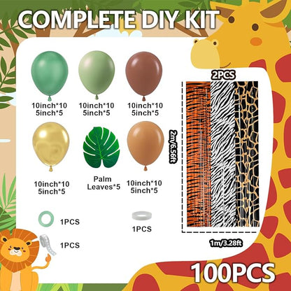 Jungle Safari Balloon Arch Garland Kit Birthday Party Decorations | Animal - Image 2