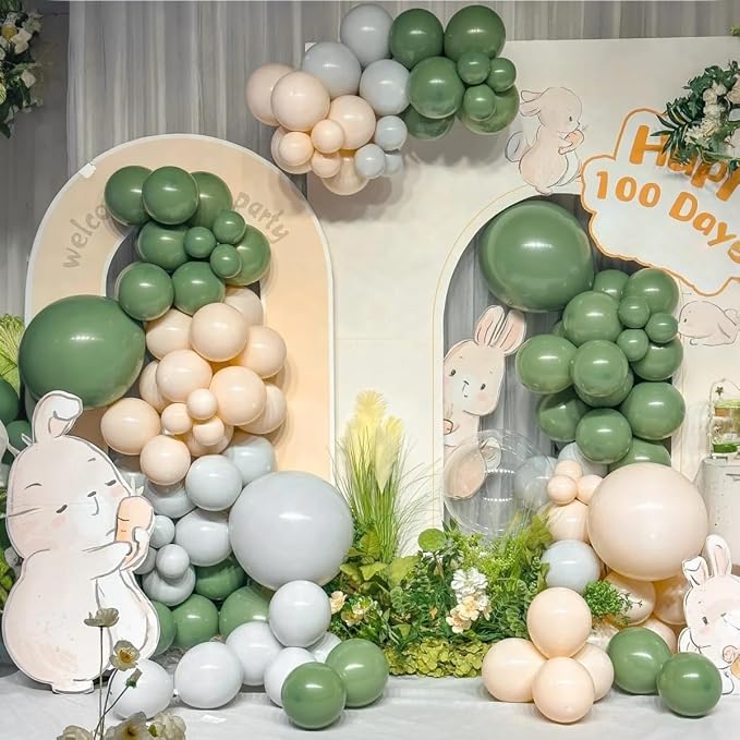 MEBAY Green White Sand Balloon Arch Kit - Image 5