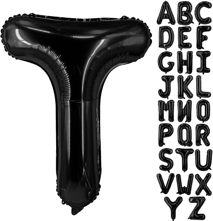 Lovoir 40 Inch Large Black Letter T Balloons Big Size Jumbo Mylar Foil Helium by Lovoir