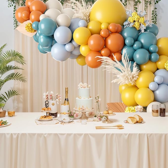 Retro Blue Mustard Yellow Balloon Arch Kit, Here Comes Balloon Garland - Image 3