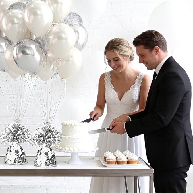 9 PCS Metallic Wrapped Balloons Weights Silver Helium Balloon Weight Balloon - Image 5