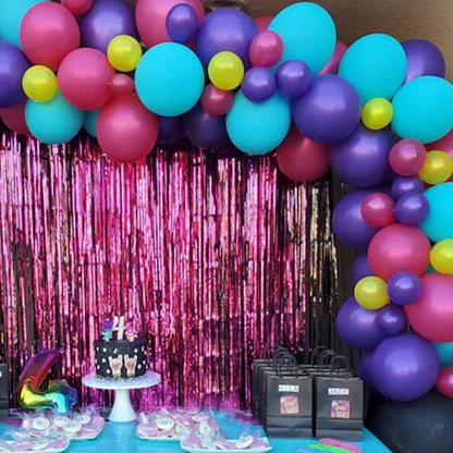 Paready Pink Blue Purple Balloons, 12 Inch Hot Pink Teal Blue Metallic Purple - Image 6