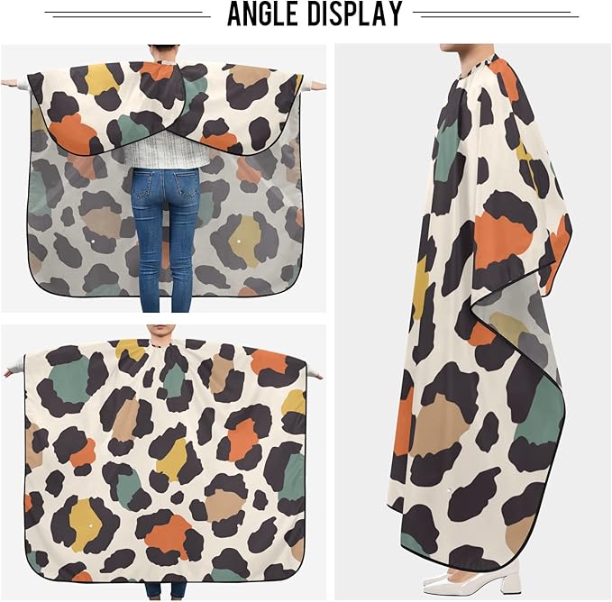 ALAZA Vintage Elegant Leopard Spot Barber Cape for Men Women, Waterproof Haircut Apron Beard Shaving Bib Hair Cutting Cloth 55 x 65 Inch