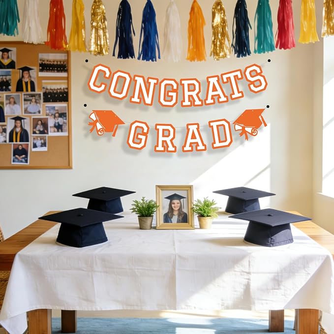 Congrats Grad Banner Graduation Party Banner Decoration Hanging Garland High - Image 4