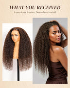 Arabella Chocolate Brown Lace Front Wigs Human Hair 13x6 Deep Wave Lace Front Wigs Human Hair Colored Deep Curly HD Lace Frontal Wigs for Women Pre Plucked with Natural Hairline 22 Inch
