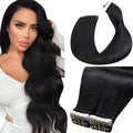 LaaVoo Tape in Hair Extensions Black Tape on Extensions Real Human Hair 22Inch Tape ins Human Hair Extensions Jet Black 100g 40pcs