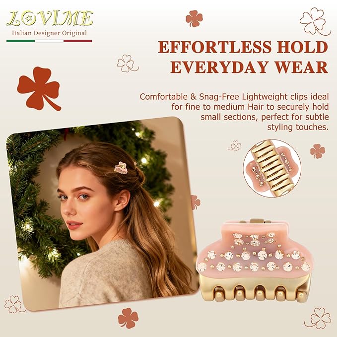 2026 Premium Durable Hair Claw Clip for Women, Original Italian Designed Strong Grip Hair Clips for Normal Fine Thin Hair, No Slip Jaw Clips with Gift Box for Christmas Birthday Girls, 1.2 Inch Pink