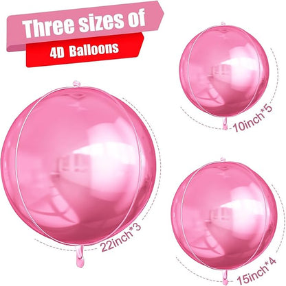 12Pcs Pink Round Foil Balloons, Metallic Pink Foil Balloon - Image 2