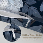 Satin Pillowcase with Zipper for Hair and Skin White and Blue Petals and Leaves 1 Pack Soft Silk Pillow Case Standard Size Wrinkle-Free Smooth and Cooling Satin Pillow Cover 20”x26”