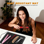 2 Pack Large Curling Irons Mat, Silicone Heat Resistant Portable Travel Mat Cover for Flat Iron, Hair Straightener, Hot Hair Styling Pad Tools-(Black & White)
