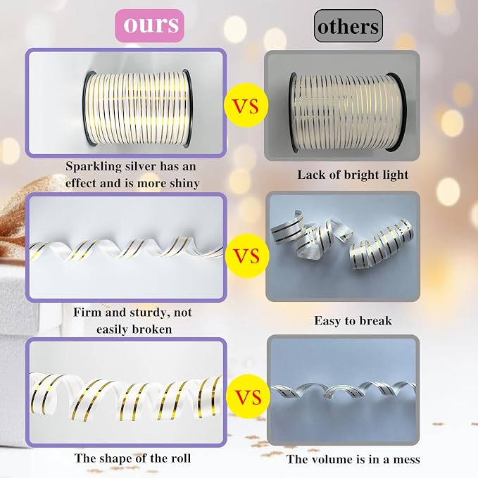 Shiny White and Gold Curling Ribbon - Image 3