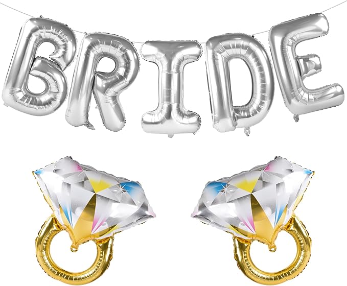 Bride Balloons with 2 Ring Foil Balloons, bachelorette parties and engagements by GifloonOfficial