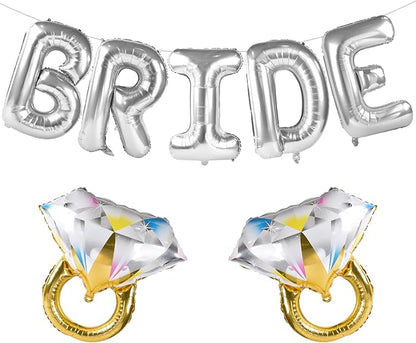 Bride Balloons with 2 Ring Foil Balloons, bachelorette parties and engagements by GifloonOfficial