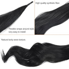 Chicmoi Black Ponytail Extainson 32 Inch Flexible Wrap Around Ponytail Hair Extension Long Wavy Pony Tails hair Extension 1B Natural Black Synthetic Hairpieces For Women and Girls