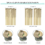 DOORES Hair Extensions Clip in Human Hair, 3pcs 60g 14 Inch Balayage Ash Blonde to Golden Blonde and Platinum Blonde Remy Clip in Human Hair Extensions Natural Straight Hair Extensions