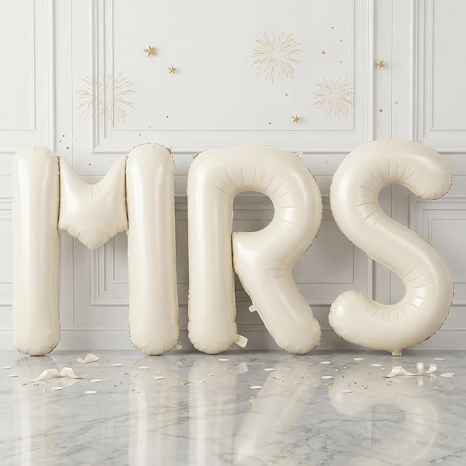 Biapian 40 Inch MRS Letter Balloons, Big Cream MRS Foil Balloons by BIAPIAN