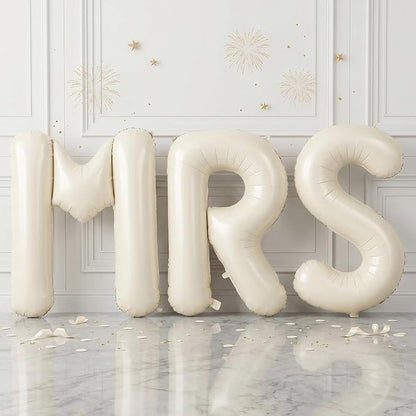 Biapian 40 Inch MRS Letter Balloons, Big Cream MRS Foil Balloons by BIAPIAN