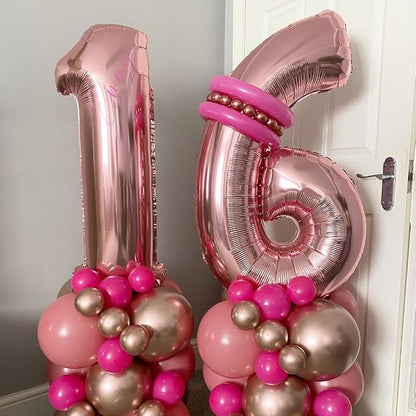 Rose Gold 16 Number Balloons, 40 Inch Big Giant Jumbo 16 or 61 Balloon Numbers - Image 3