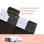 Sindra Invisi Edge Tape in Hair Extensions Human Hair, Dark Brown 18inch 50g 20pcs Injected Tape-ins Seamless Invisible Extensions