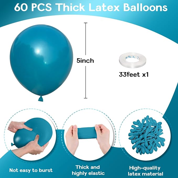 Jobkoo Peacock Blue Balloons 5 Inch - Image 2
